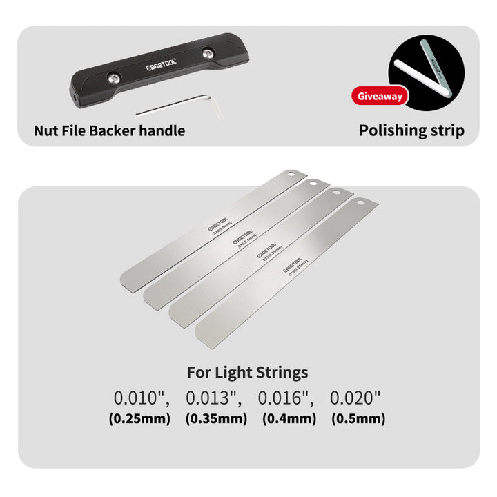 Gauged Files Rounded Gauged Nut Slotting File Set for Banjo – Edgetool